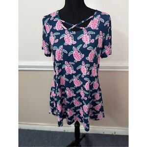 Simply Southern Navy Turtle Dress with Pockets Size Small